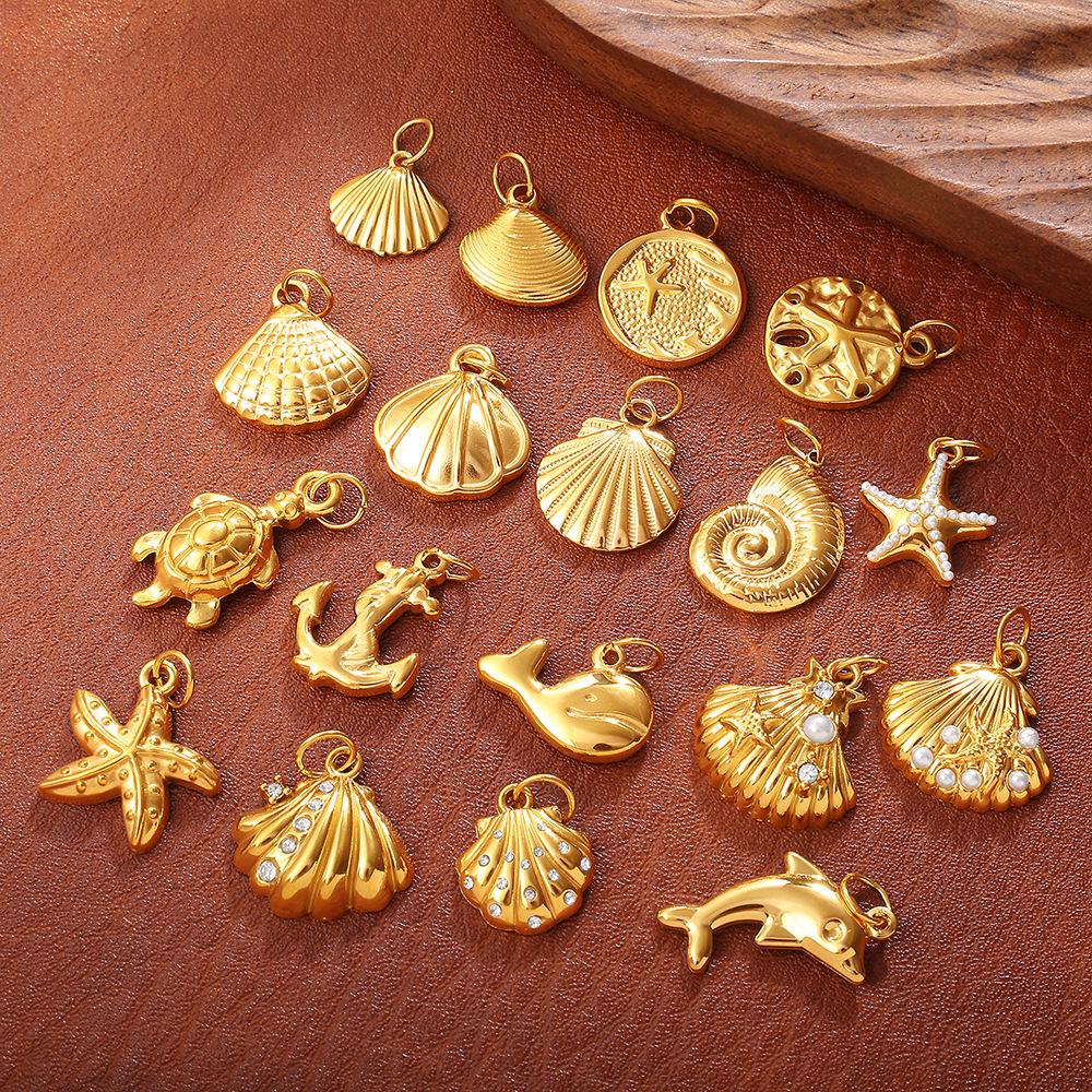 18K Gold Plated Shell Pendant for Versatile DIY Jewelry