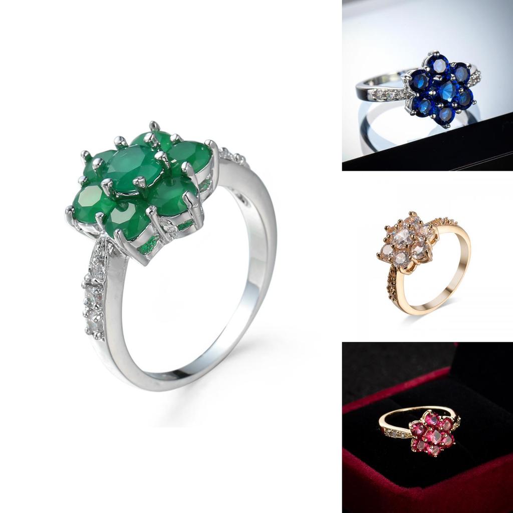 Crossborder Fashion Jewelry Ring With Colorful Zirconia And Gold Plating For Women