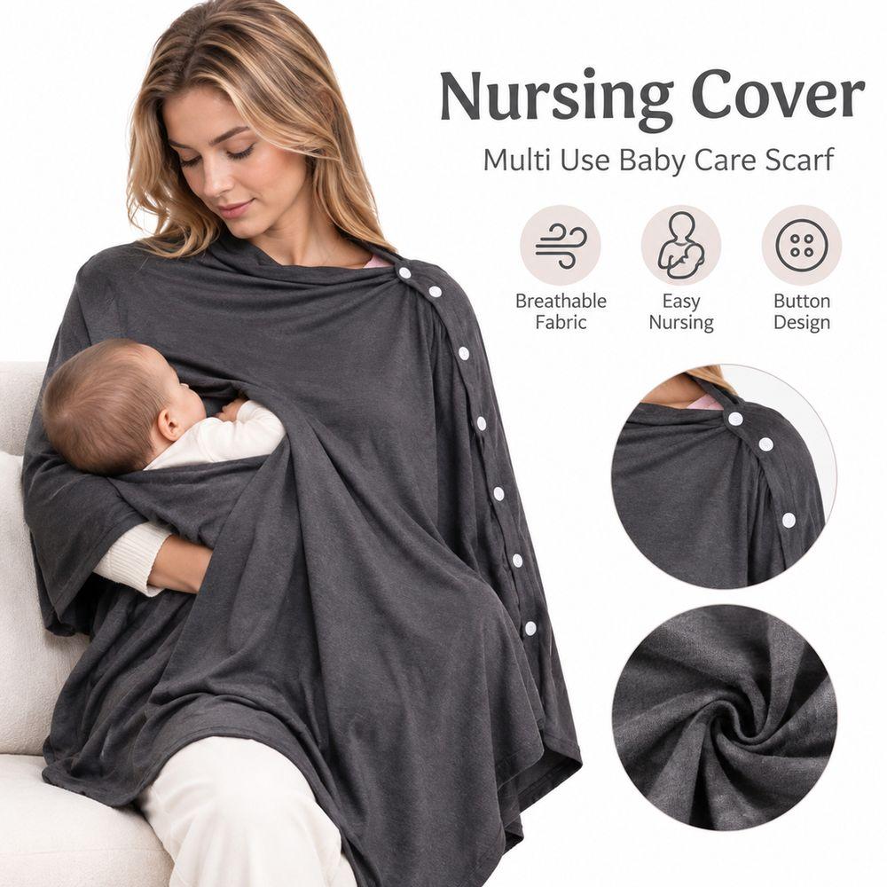 Breathable Breastfeeding Poncho Button Closure Nursing Shawl Breastfeeding Cover