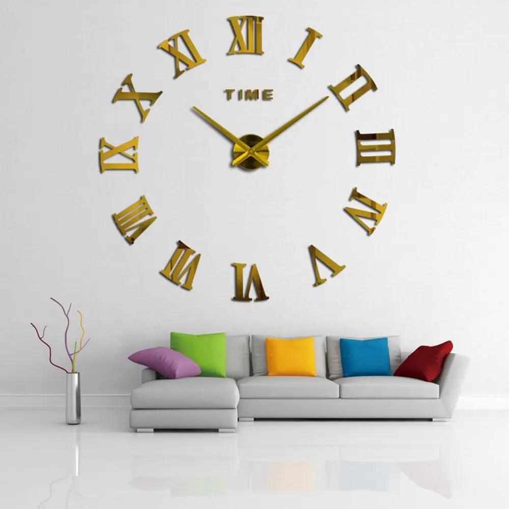 3D Large Roman Numerals Mirror Surface Acrylic Wall Sticker Wall Clock Home Office DIY Nordic Style Art Decoration Home Decor