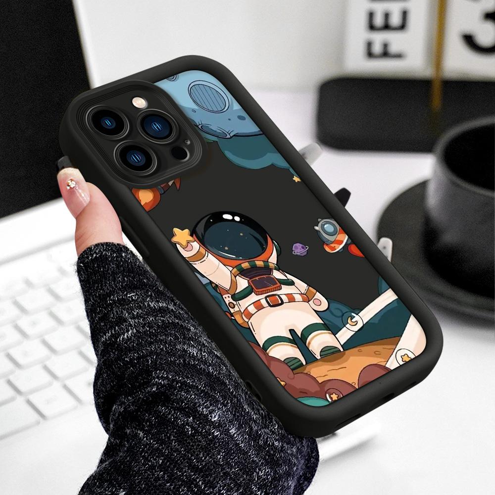 Happy Astronaut Phone Case For IPhone 13 12 11 Pro Max Mini 7 8 6 6S Plus X XS XR SE 2020 2022 Staircase Soft Cover