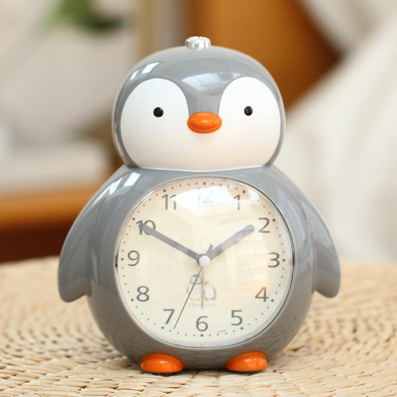 Будильник с изображением пингвина, детский будильник без тиканья, будильник из АБС-пластика с защитой от падений и ночником, для детской спальни