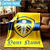 Custom Name Leeds United Crest Design Blanket Bedding Blanket for Women Men, Soft Throw Blankets for Couch,Bed, Picnic, Christmas Gifts