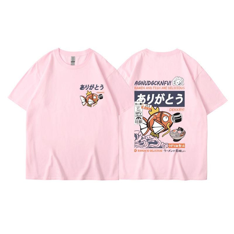Eltern-Kind-Kleidung Sommer Ins Harajuku Japanischer Karpfen Kurzarm-T-Shirt Herren Trendmarke Street Locker Paarkleidung