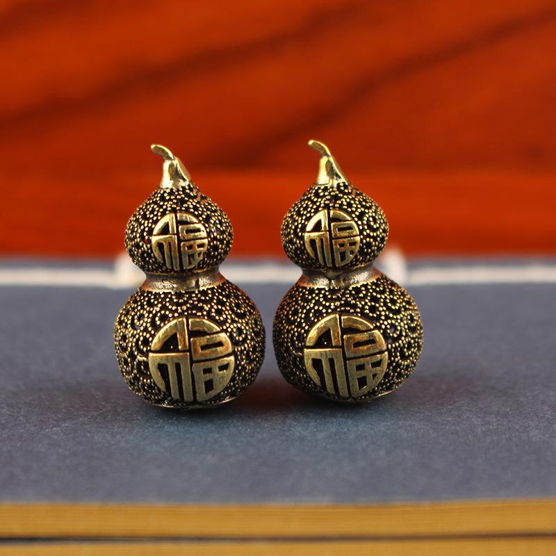 Brass Good Luck Gourd Retro Hollow Relief Craft Wu Lou Fengshui Ornament Success Wealth Longevity Hanging Accessories