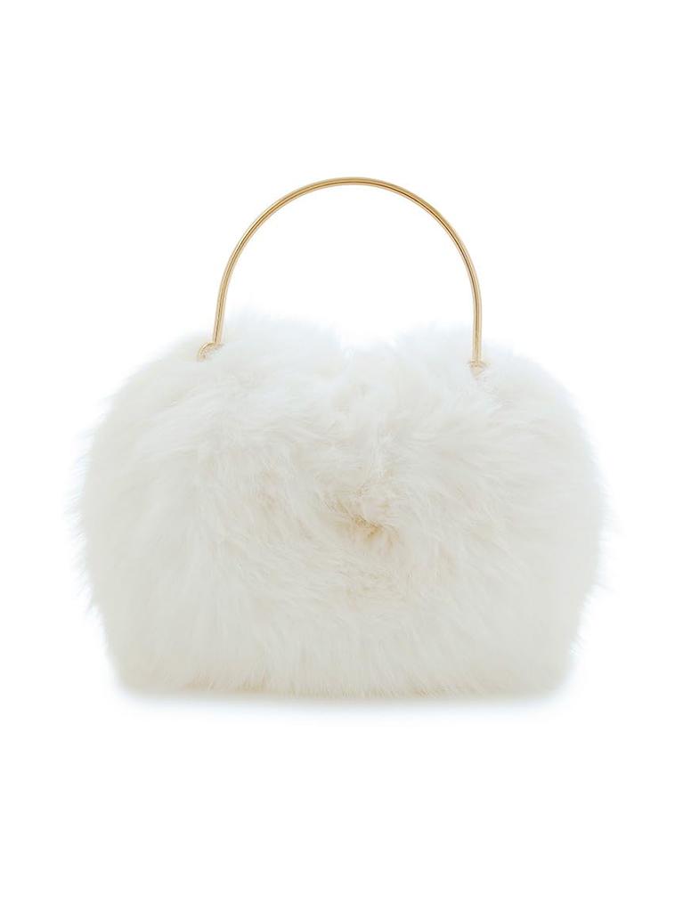 Selford Faux Fur Metal Handle Round Bag CWGB254501 IVR Women's