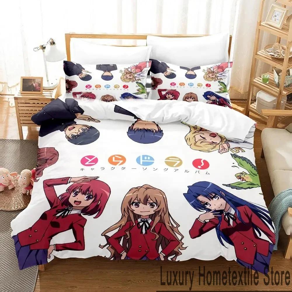 Anime TIGER×DRAGON Toradora Bedding Set Duvet Cover Bed Set Quilt Cover Pillowcase Comforter King Queen Size Boys Adult Bedding