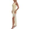 Curvphilo Deep V Neck Sleeveless Dress Mesh Ruffle Bodycon Maxi Dress for Women Double Lined Cocktail Party Dress