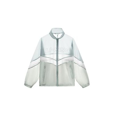 Li-Ning Sports Lifestyle Series 40+ Color Block Logo Letter Print Loose Casual Sun Protection Clothing Unisex Outerwear Micro-Crystal-Gray AJDT501-2
