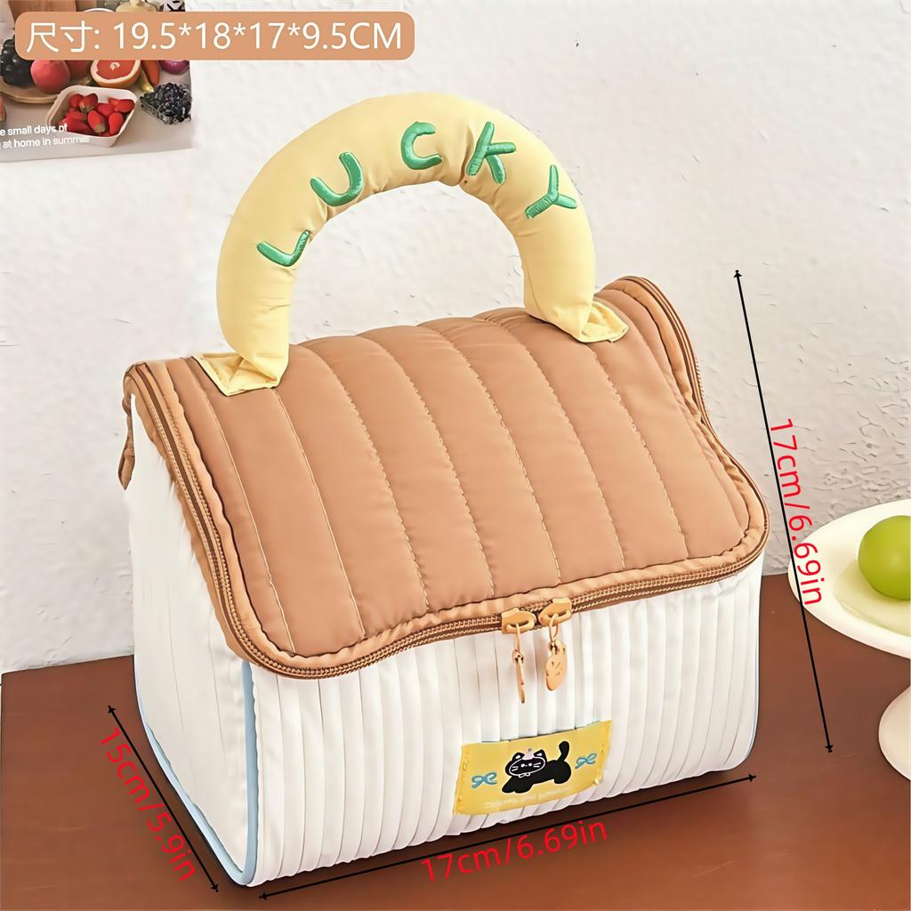 Cartoon pattern cute hut handbag girls large capacity cosmetic organizer portable handheld travel toiletry bag