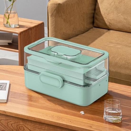 

Органайзер для лекарств с ручкой, 3-слойный дизайн, большая вместимость, прозрачная крышка, портативный контейнер для хранения лекарств, таблетница белый