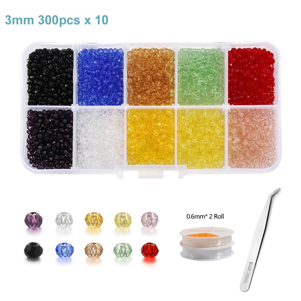 Box Set Faceted Glass Bicone Beads Set Czech Crystal Austria Seed Charm Glass Bead Loose Spacer Beads for Jewelry making DIY