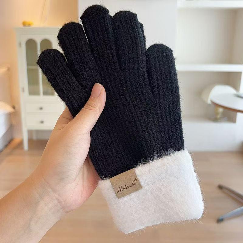 

Knit Gloves for Women Winter Warm Fingerless Touchscreen Gloves Cute Cycling Cold Weather Half Finger Anti Slip Riding Gloves чорний