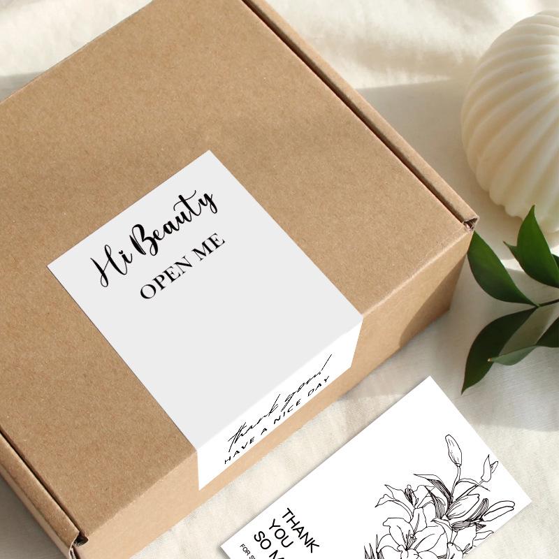 In-Stock Rectangular Thank You Stickers for Airplane Box Sealing, Gift Box Packaging, Decorative Coated Paper, Self-Adhesive.