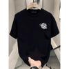 European Sizes Heavy Duty Pure  Summer New American High Street Round Neck Loose Men's Short Sleeved T-shirt Oversized Design Sense Niche