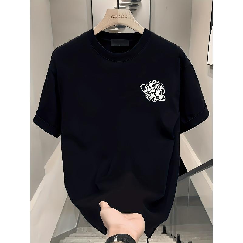 European Sizes Heavy Duty Pure  Summer New American High Street Round Neck Loose Men's Short Sleeved T-shirt Oversized Design Sense Niche
