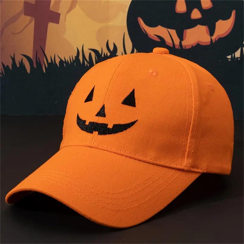 Unisex Halloween Bestickte Baseballkappe Kürbis Stickerei Hut Outdoor Verstellbar Lässig Gebogener Schirm Hüte Sonnenschutz Papa Hut