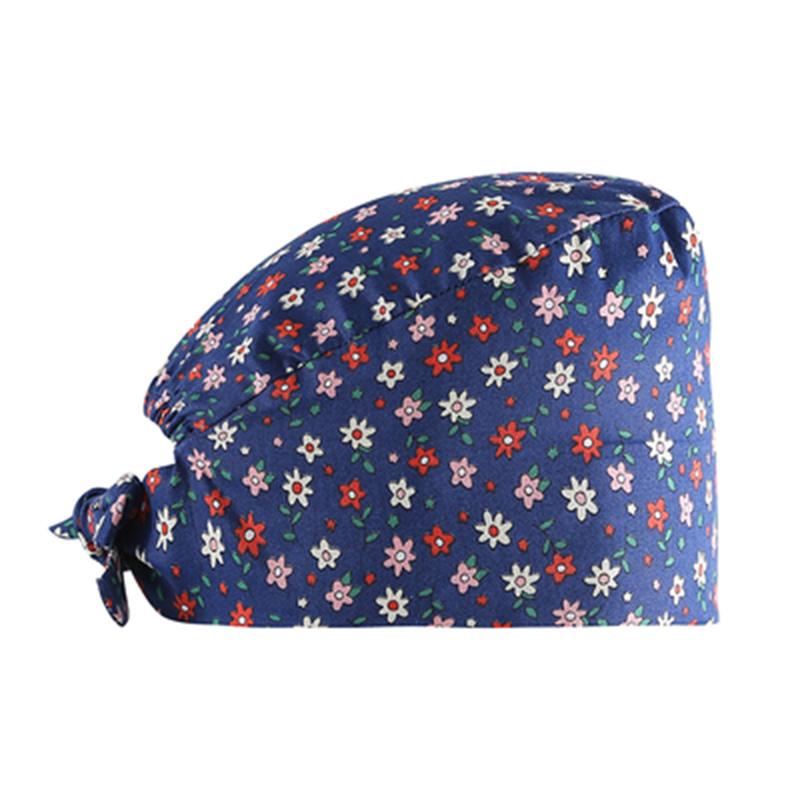 new Cotton Section for Man and woman Scrubs Caps Hospital Medical Hats Black Printing Elastic Tieback Design and Pet Medical Hat