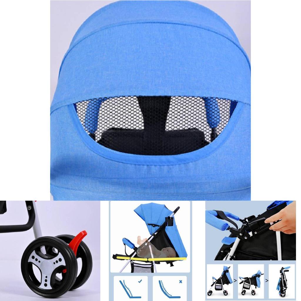 Lightweight Versatile Baby Stroller For Easy Travel Comfortable Seating And Lying Options