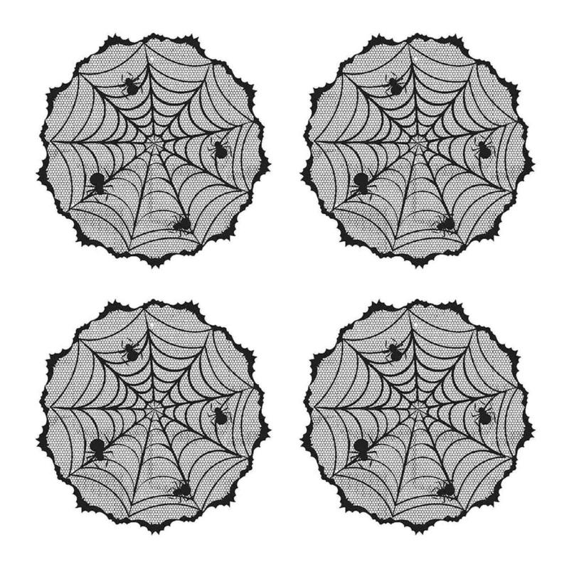Spooky Halloween Polyester Cobweb Table Runner with Cobweb Pattern for Home and Event Decoration