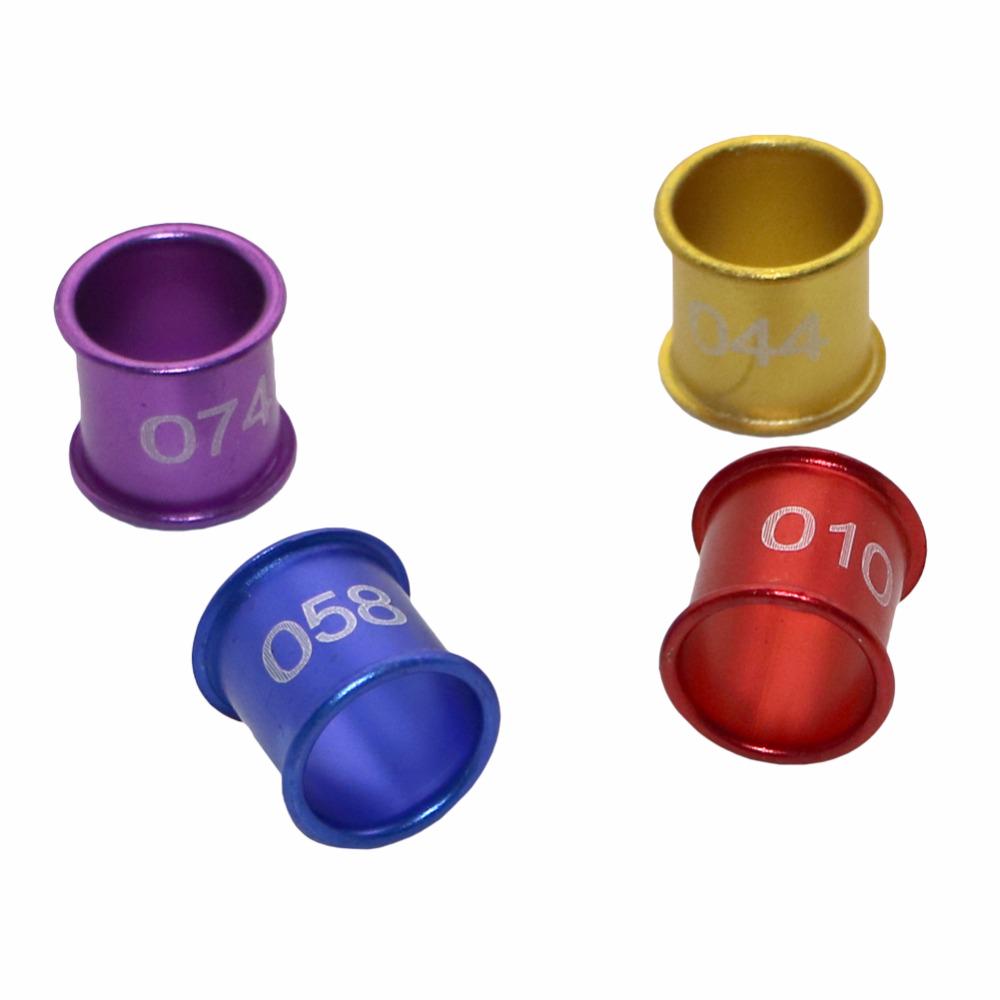 100 Buc 8mm Diametru Pasăre Porumbel Inel Digital de Picior din Aluminiu Personalizat 4 Culori NR.001-100 Inele Digitale din Aluminiu