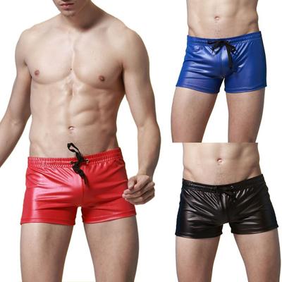 Lackleder-Badehose, Strand-Boxershorts, Kordelzug für Herren-Bademode