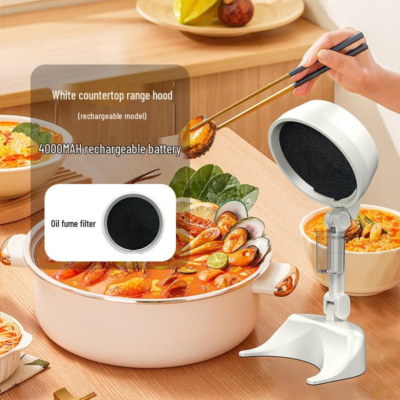 Compact Foldable Range Hood: Portable Mini Hot Pot BBQ Gadget with Removable and Washable Fan Blades.
