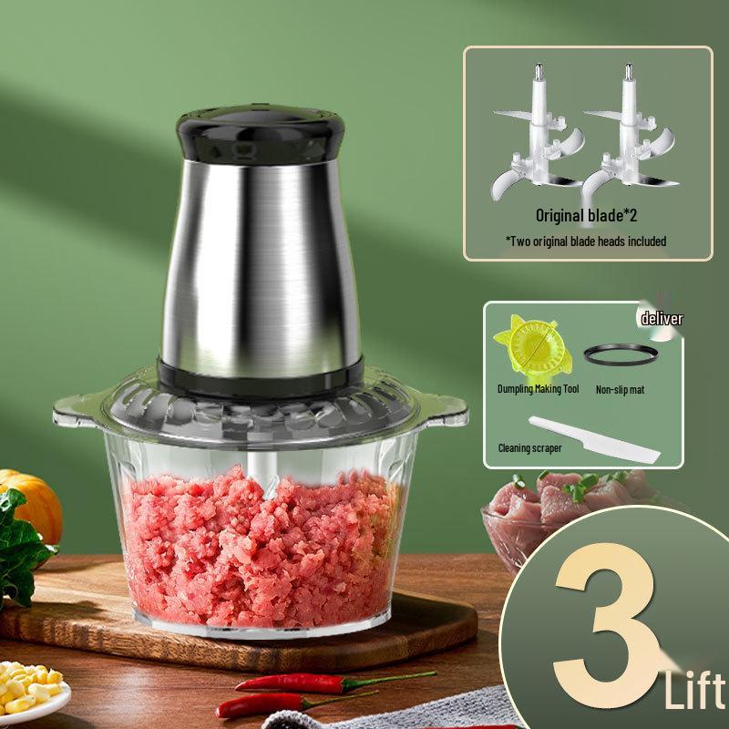 Compact Stainless Steel Meat Grinder and Blender with Dumpling Filling Feature