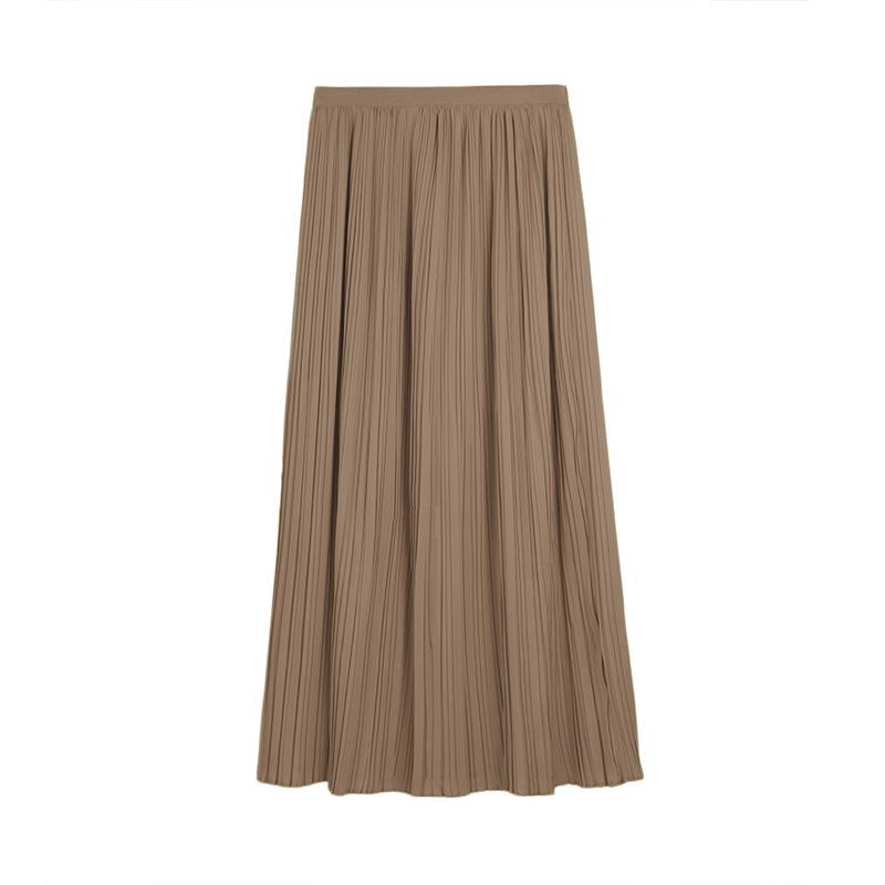 High Waist Pleated A-Line Midi Skirt - 2025 Slimming, Solid Color, Versatile Design