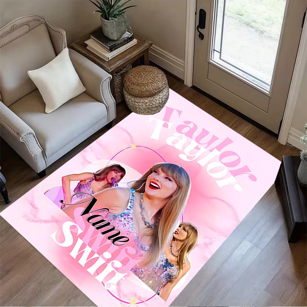 Taylor Swift: Pink Celebration Customize Text Floor Rug Office Rug Perfect for Outdoor Living Rooms Balcony Playrooms Antislip Carpet Office home deco