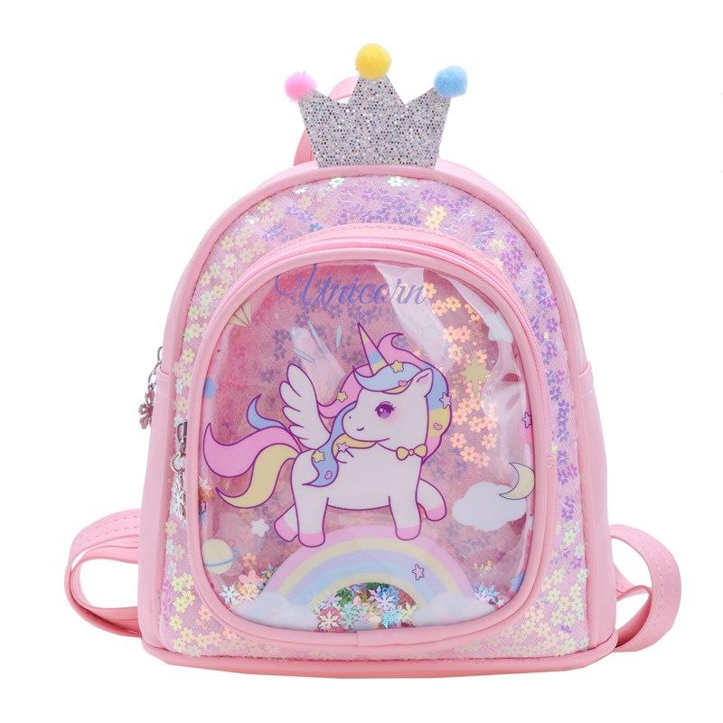 New Children's Schoolbag Cartoon Sweet Girl Backpack Sequined Backpack Kindergarten Bag