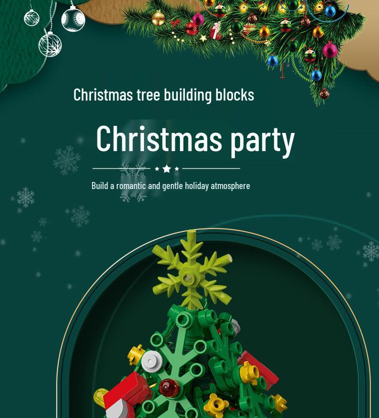 Drill Horse 103E-1 Christmas Tree Building Blocks Toy – Children's Desktop Ornament, Festive Gift