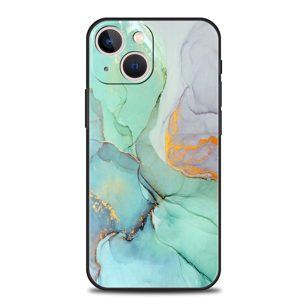 Luxury Phone Case For iPhone 16 15 14 11 Pro Max 13 12 XS X XR 7 8 Plus Shockproof Marble Ink Wash Cover Protect Funda