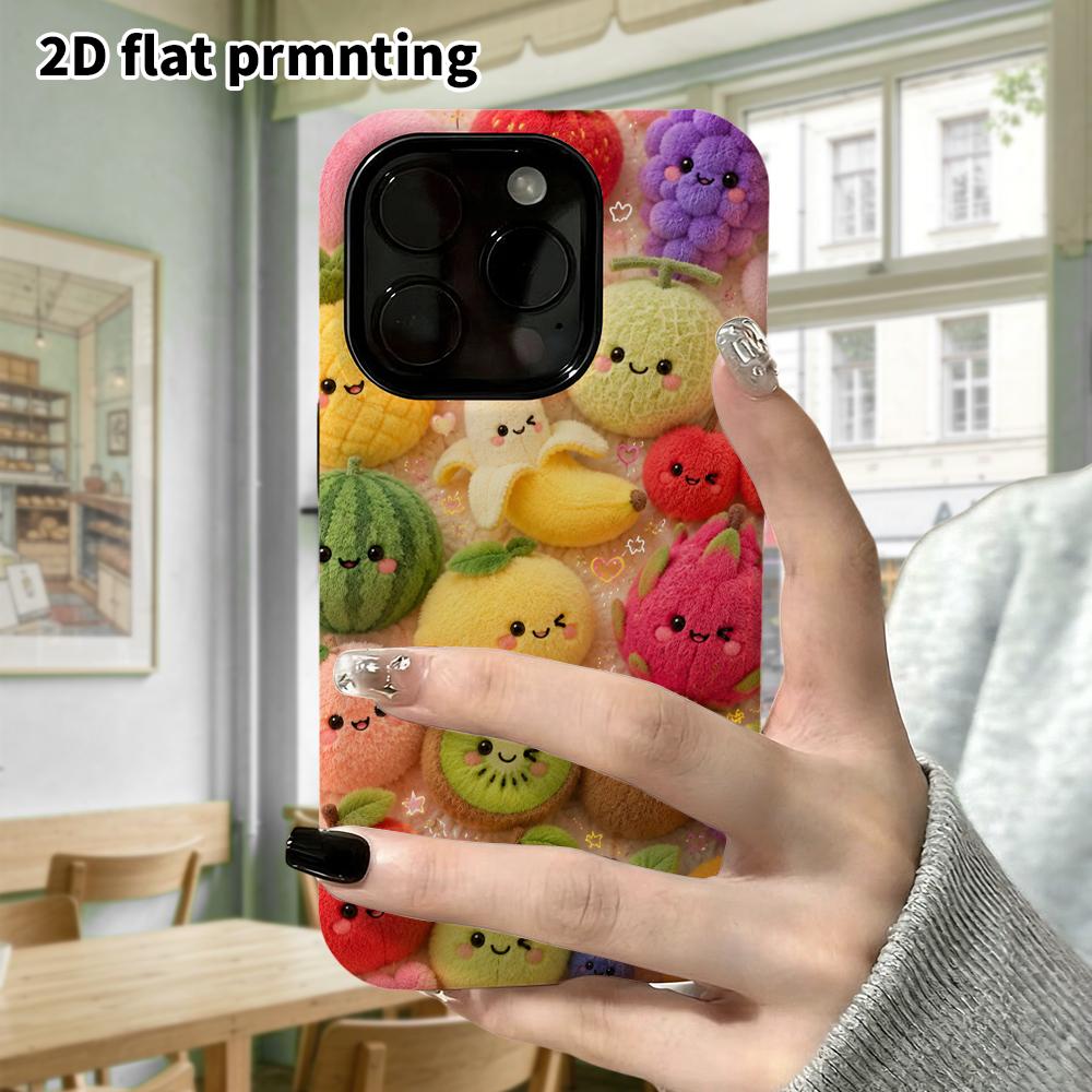 Phone case: 2D flat, suitable for iPhone 18 17 16 15 14 13 12 Pro protective case, fruit family, perfect Christmas and Halloween holiday gift