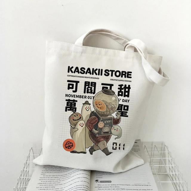 Ladies Vintage Canvas Tote Bag Shopping Bag Large Capacity Simple Printing Casual One Shoulder Shopping Bag Eco-friendly Sweet B