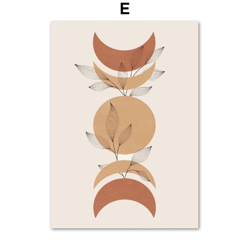 Boho Abstract Lines Girl Leaf Geometry Wall Art Canvas Painting Nordic Minimalist Posters Prints Pictures For Living Room Decor