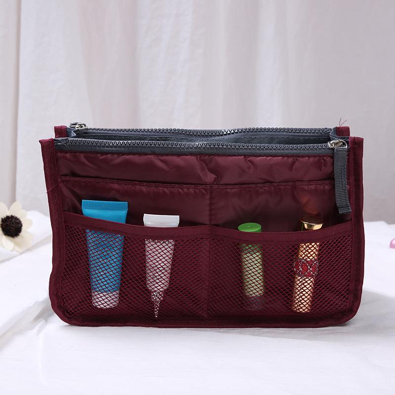 Nylon Cosmetic Bags For Women Tote Insert Double Zipper Makeup Bag Toiletries Storage Bag Girl Outdoors Travel Make Up Organizer