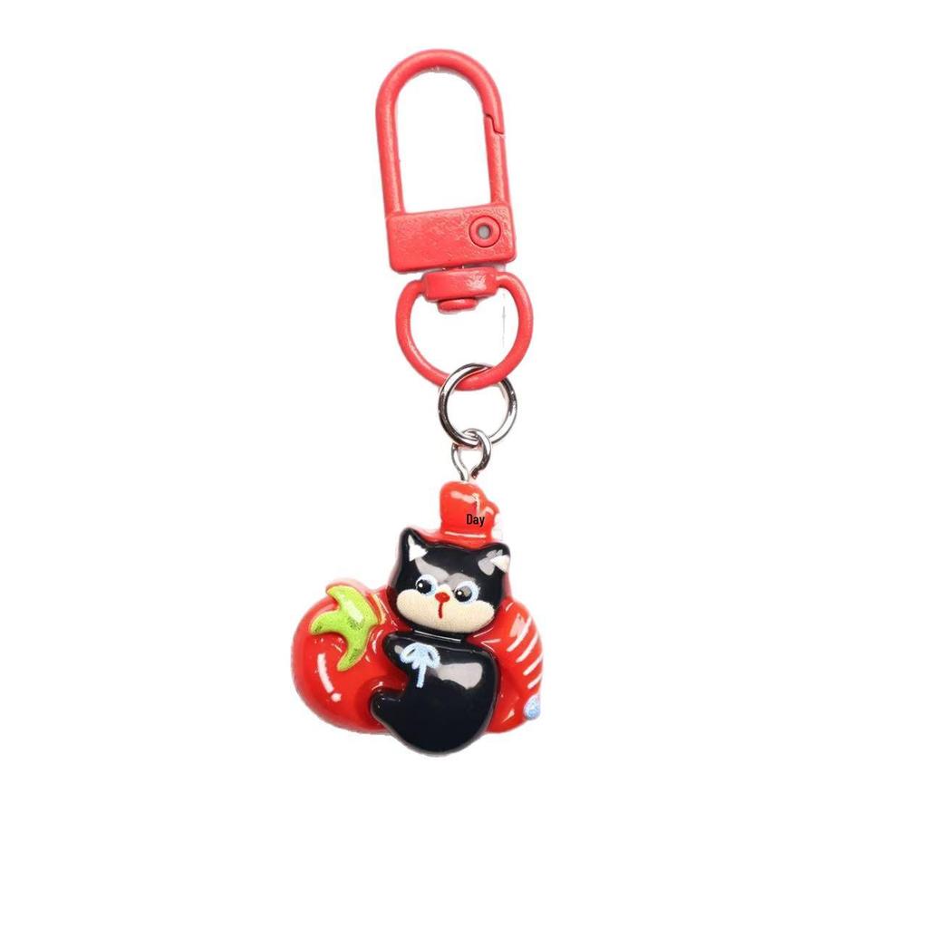 Cartoon Black Cat Resin Keychain: Cute Backpack Charm & Gift