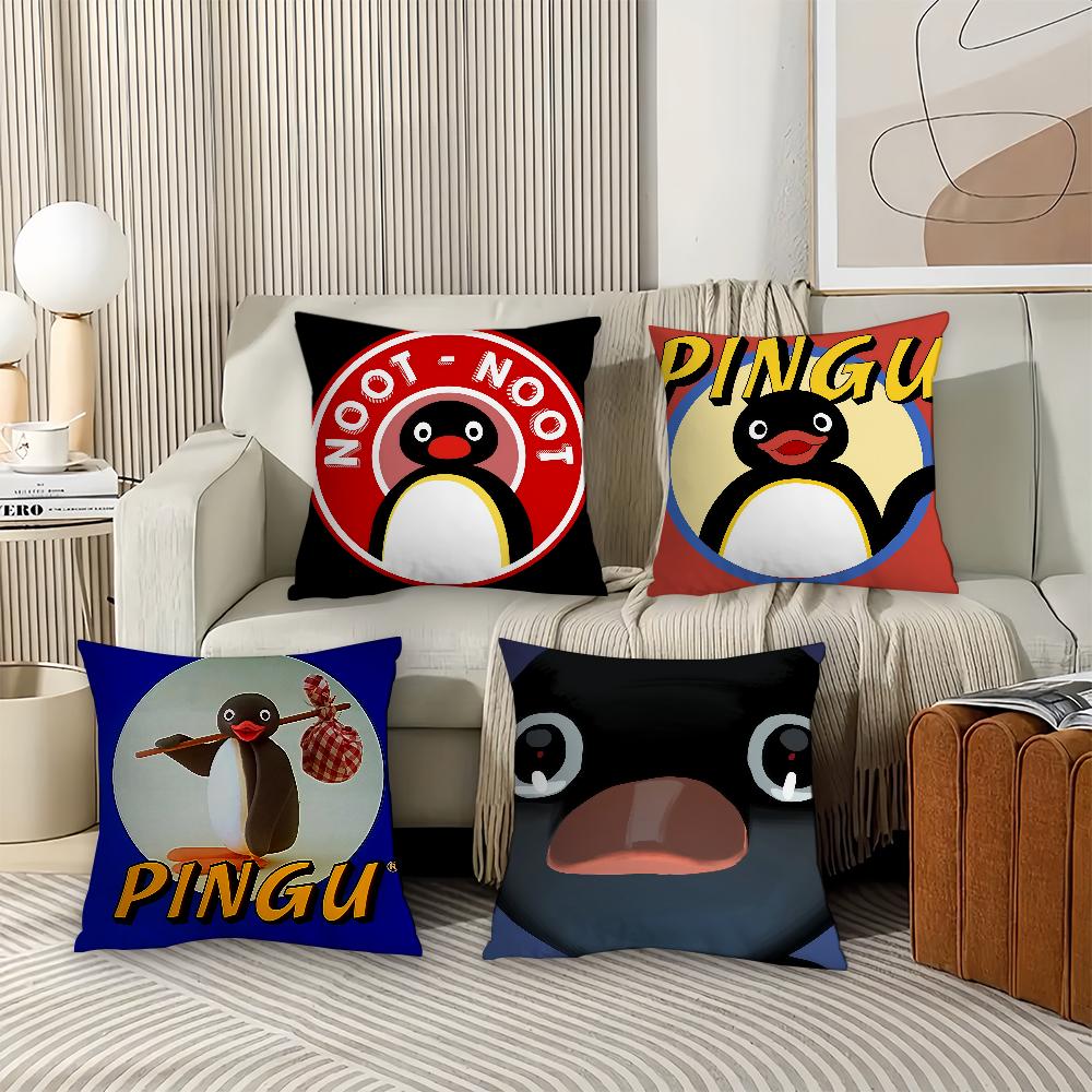 Cartoon P-Pingu Funny Meme Pillow Case Office Cushions Suitable For Sofa Car Bedroom Decorative Cushion Cover