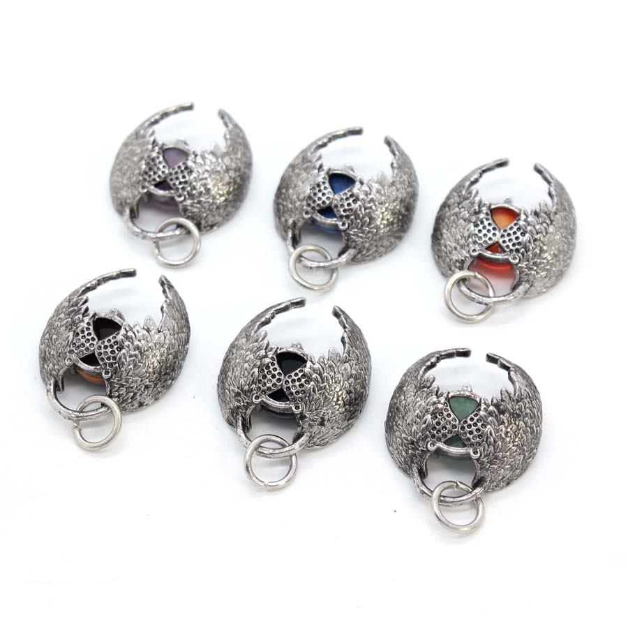 Angel Fly Wings Stone Pendant Necklace for Women, Natural Amethyst Lapis Lazuli Cabochons Stone Pendants, Necklaces, Jewelry Chain