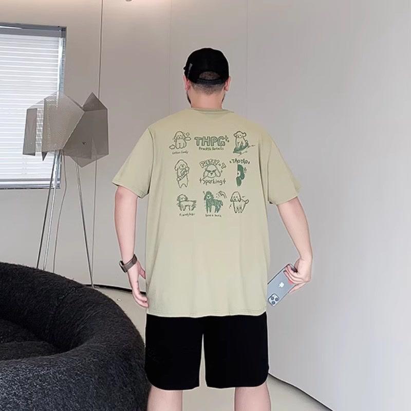 Cartoon Bedrucktes Lockeres Herrenmode Einfaches Kurzarm-Oberteil Baumwolle Bequem Leicht Kurzarm-T-Shirt