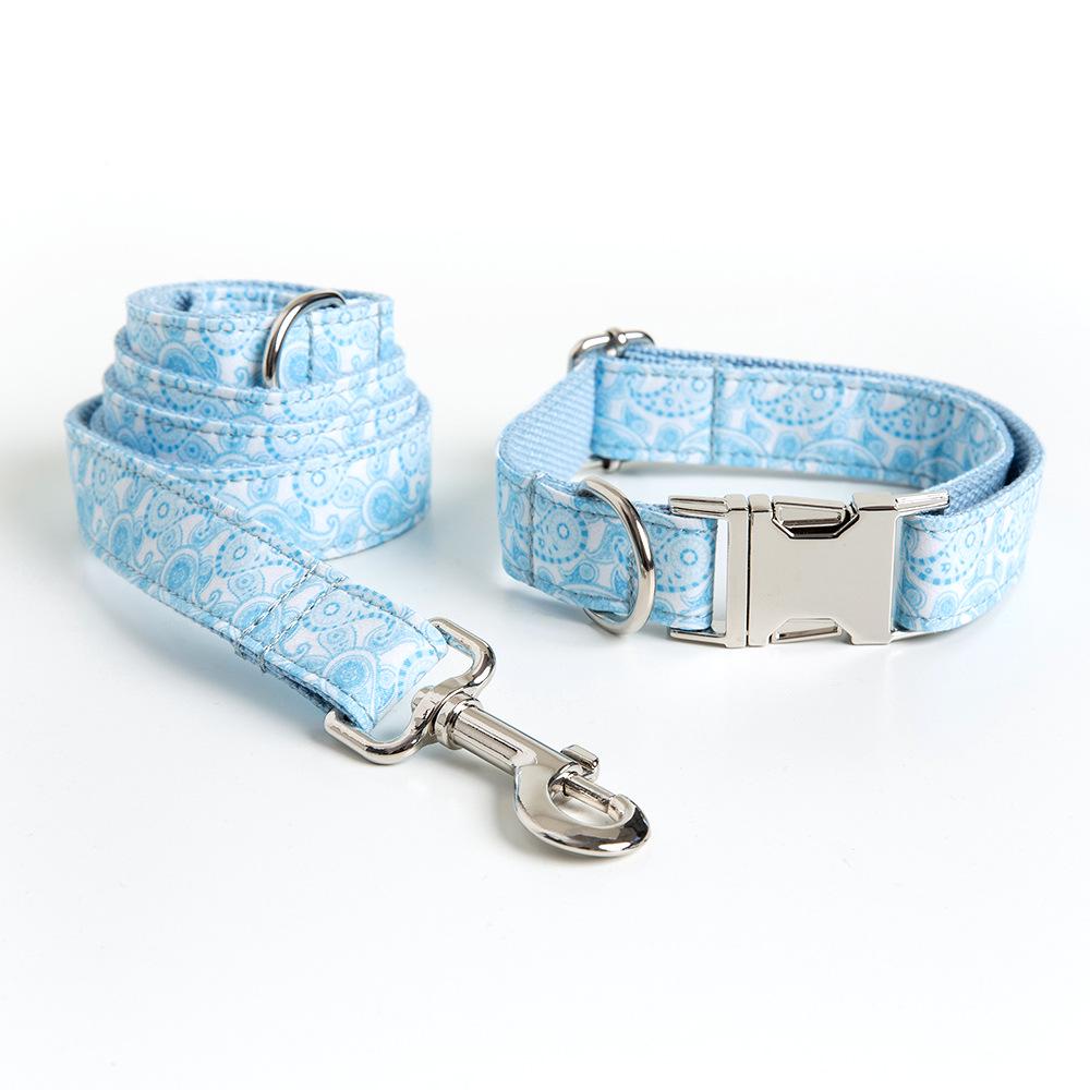 Paisley Dog Collar & Leash Set with Bow Tie XS