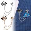 Broche de terno masculino, broche de coroa com strass, broche de lapela com borla, distintivo, ocasião formal, negócios, corpete, roupas, joias