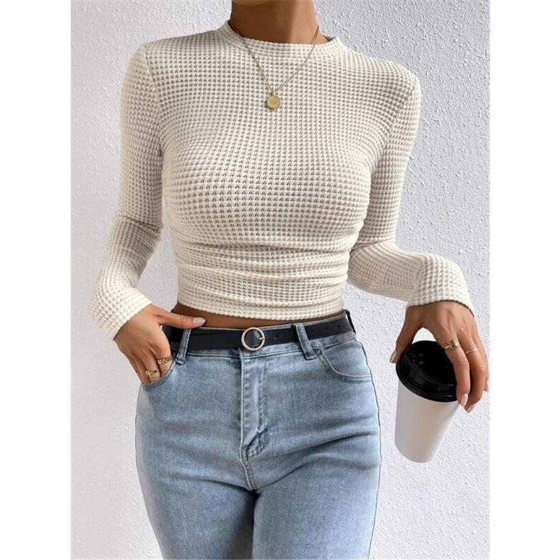 Vielseitiges Slim-Fit Damen-T-Shirt mit Karomuster und langen Ärmeln