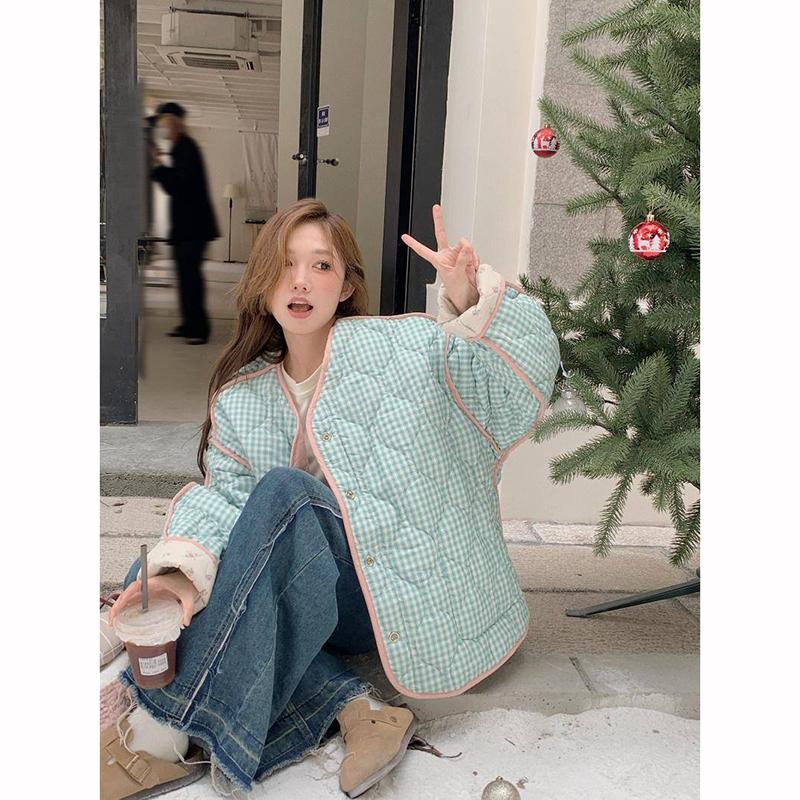 

Куртка ромбовидная с мелким цветочным принтом Верхняя одежда Зимняя одежда Куртки M синий