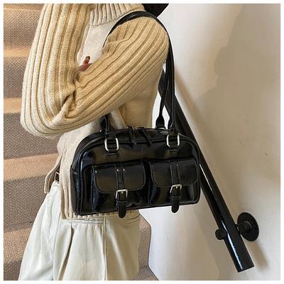 Vintage Boston Oil Wax Leather Pillow Bag Women 2025 New Commuter Bowling Bag Handbag Shoulder Bag