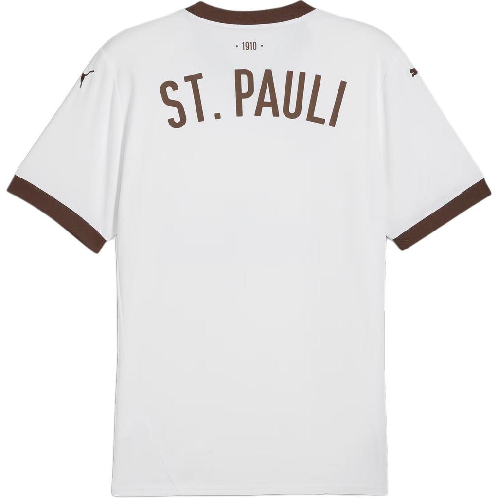 Puma Fc St. Pauli 24/25 Away Moisture-Wicking V-Neck Short Sleeve Football Shirt Men Tops White 778651-02