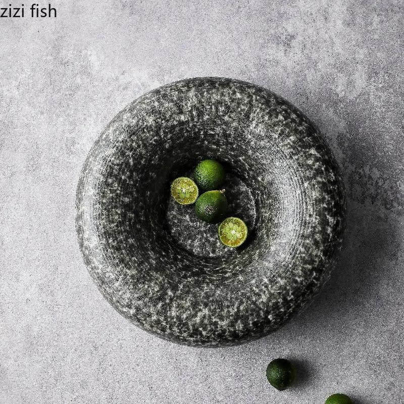 Ceramic Dinner Plate Restaurant Creative Thick Soup Plate Dessert Plate Snack Dish Pasta Plates Household Solid Color Tableware