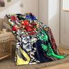 Japanese Style Oni Mask Clouds Blanket Bedroom Blanket for Livingroom Couch Lunch Break Soft Throw for Friend's Festival Gift