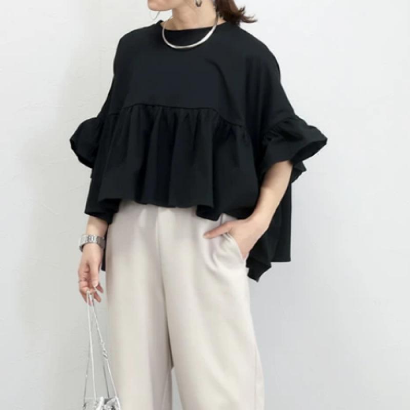 

Korean-Japanese Southeast Asia Cotton Linen Summer T-shirt - Loose Fit, Pure Cotton, Short Sleeve, Simple Design One Size чёрный